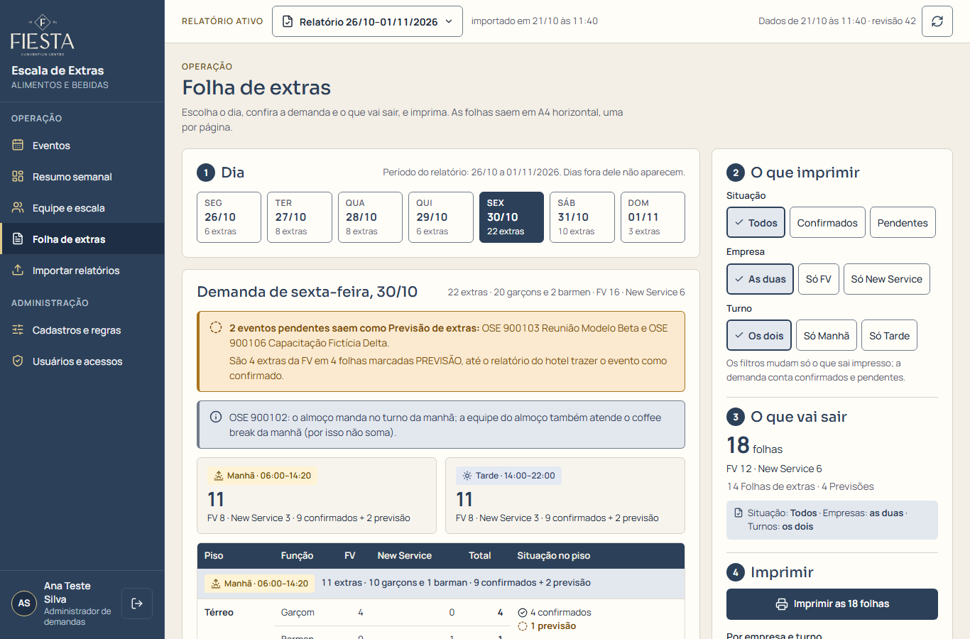 Captura da tela Folha de extras em 1366 px (21/10, antes da guia Dia nova)